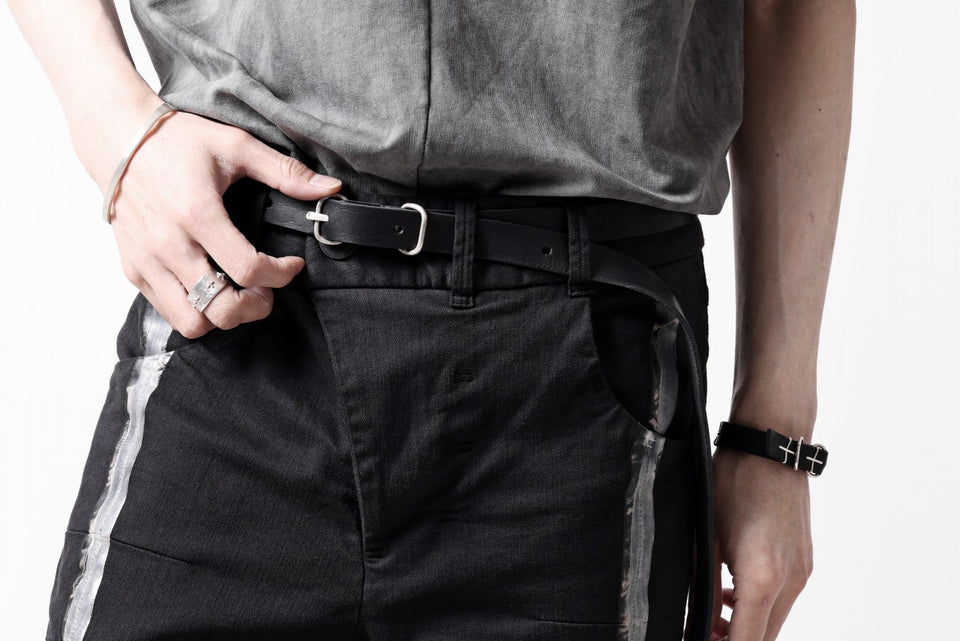 Load image into Gallery viewer, m.a+ double oval buckle thin belt / EL1B/GR3,0 (BLACK)