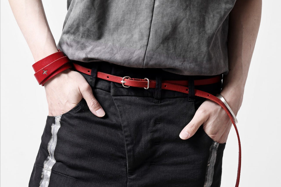 Load image into Gallery viewer, m.a+ double oval buckle thin belt / EL1B/GR3,0 (RUBY RED)