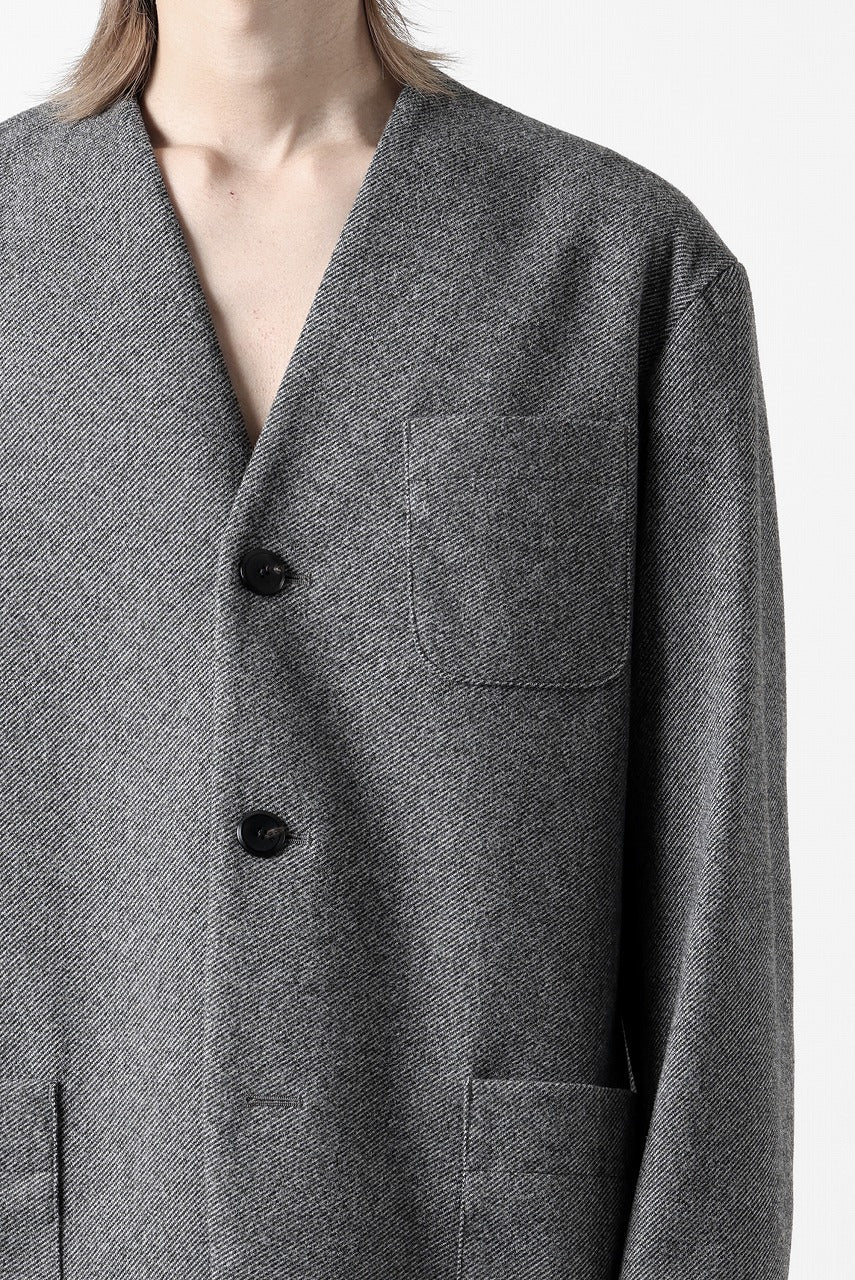 画像をギャラリービューアに読み込む, TARO HORIUCHI / th products Collarless Jacket / active setter tweed knit (gray)