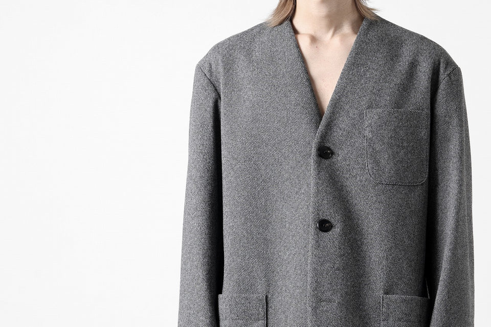 画像をギャラリービューアに読み込む, TARO HORIUCHI / th products Collarless Jacket / active setter tweed knit (gray)