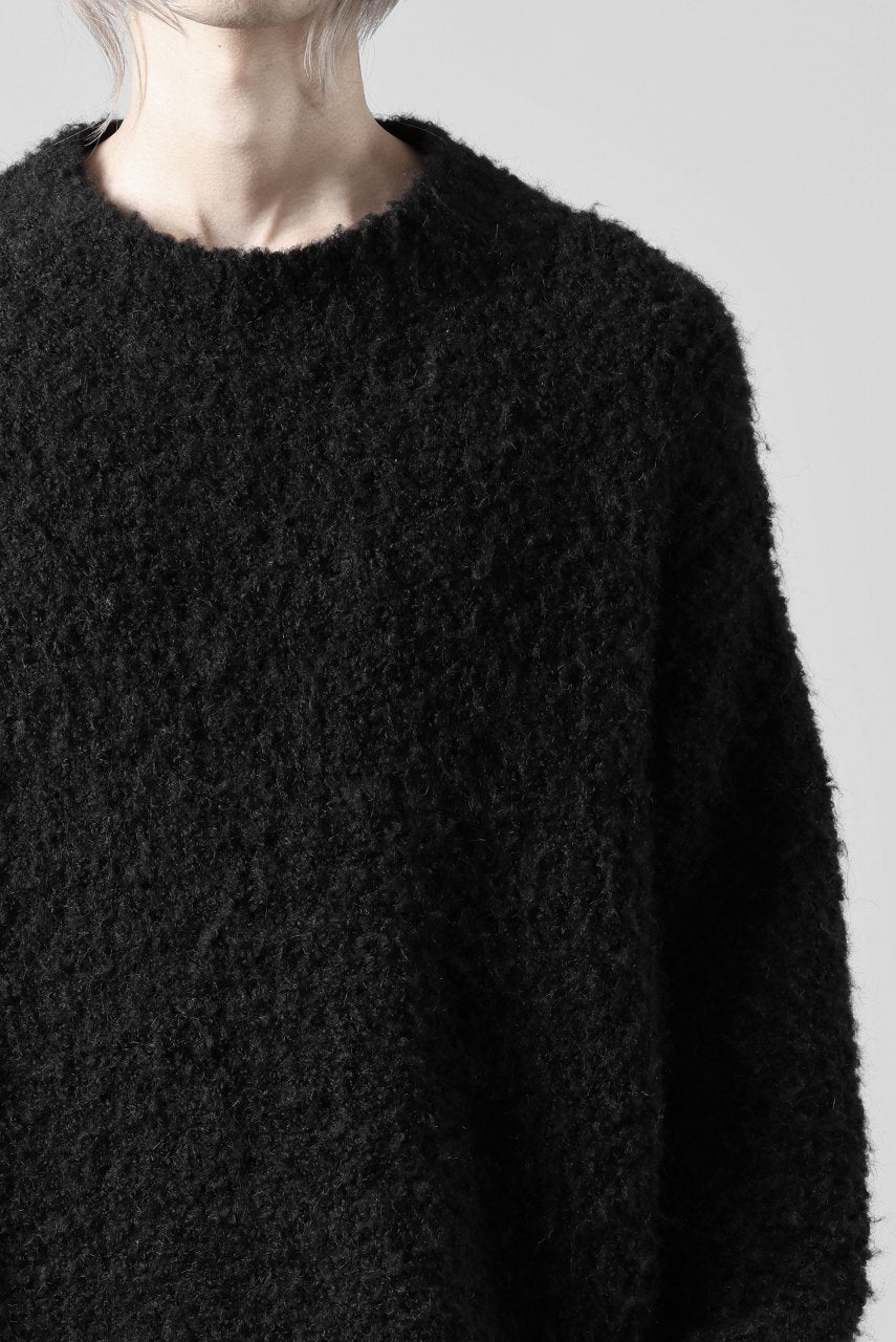 画像をギャラリービューアに読み込む, TARO HORIUCHI / th products Inflated Oversized Crew / 1/4.5 kasuri loop knit (black)