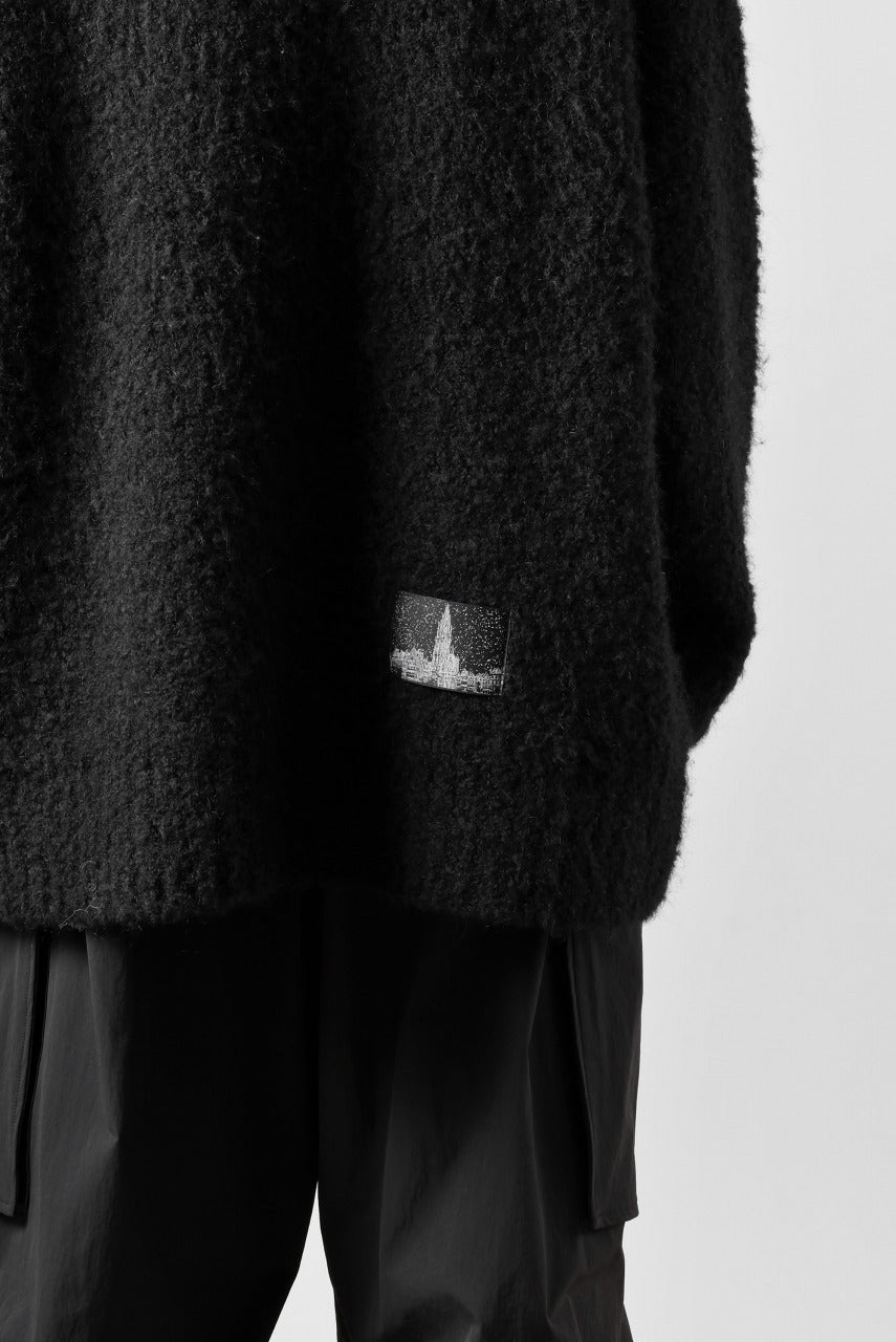 画像をギャラリービューアに読み込む, TARO HORIUCHI / th products Inflated Oversized Crew / 1/4.5 kasuri loop knit (black)