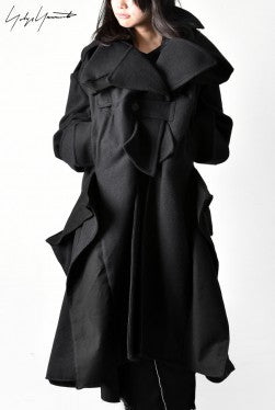 画像をギャラリービューアに読み込む, Yohji Yamamoto DOUBLE DEFORMED TRENCH COAT (BLACK)