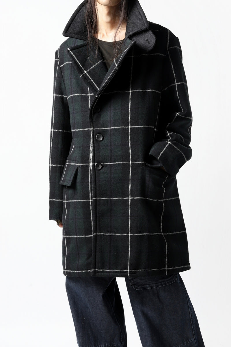 sus-sous great coat / wool cashmere twill (BLACK WATCH) – LOOM