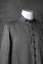 Load image into Gallery viewer, KLASICA STRIPED HERRINGBONE LINEN SHIRT / GARMENT WASHED (NAVY)