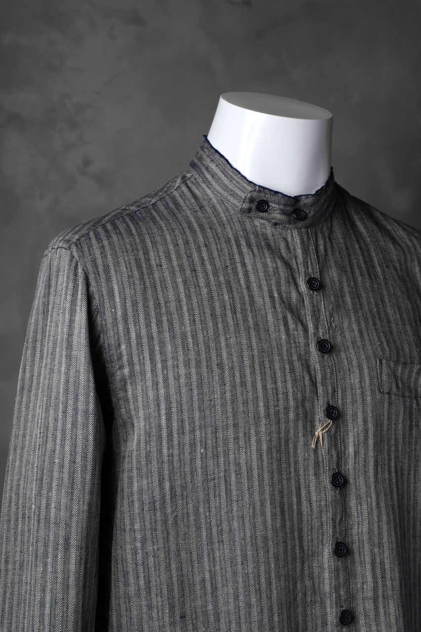 Load image into Gallery viewer, KLASICA STRIPED HERRINGBONE LINEN SHIRT / GARMENT WASHED (NAVY)