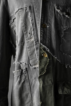 画像をギャラリービューアに読み込む, RESURRECTION HANDMADE combination denim coverall jacket (GREY×ARMY)