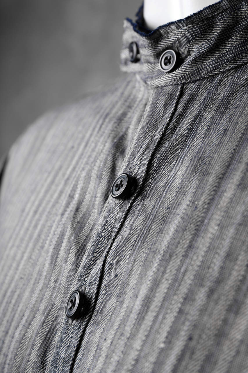 Load image into Gallery viewer, KLASICA STRIPED HERRINGBONE LINEN SHIRT / GARMENT WASHED (NAVY)