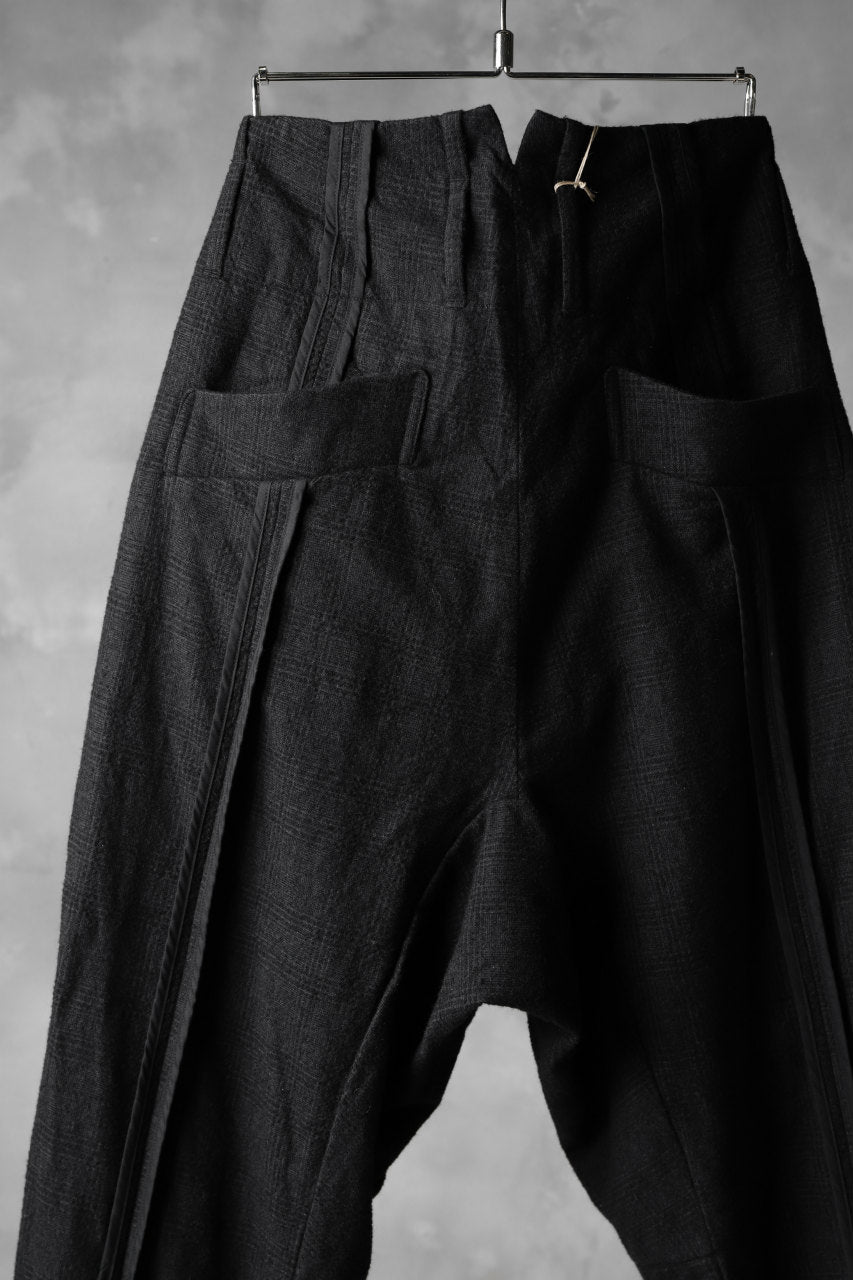 Load image into Gallery viewer, KLASICA DARK CHECK SABRON WIDE TROUSERS / WASH OUT MIX WEAVE (DARK CHECK)