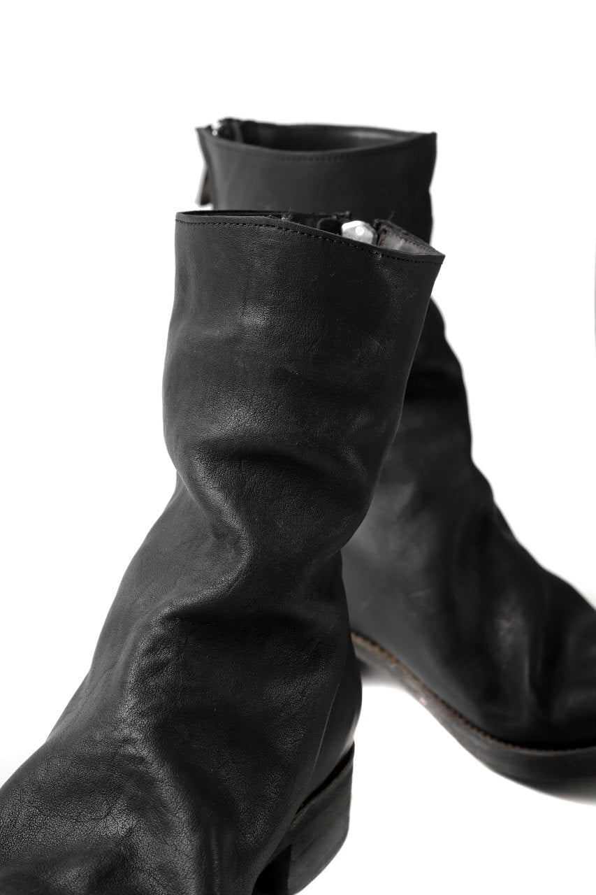 EVARIST BERTRAN  EB8T One Piece Leather Back Zip Long Boots / Kangaroo (BLACK)