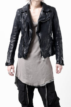 Load image into Gallery viewer, ISAMU KATAYAMA BACKLASH DOUBLE RIDERS JACKET / GARMENT DYED ITALY SHOULDER (MIDNIGHT BLACK)