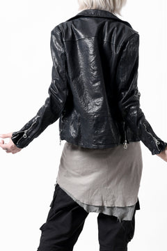 Load image into Gallery viewer, ISAMU KATAYAMA BACKLASH DOUBLE RIDERS JACKET / GARMENT DYED ITALY SHOULDER (MIDNIGHT BLACK)