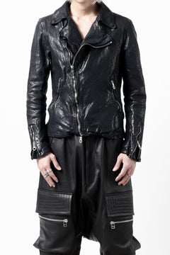 Load image into Gallery viewer, ISAMU KATAYAMA BACKLASH DOUBLE RIDERS JACKET / GARMENT DYED ITALY SHOULDER (MIDNIGHT BLACK)