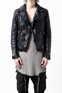 Load image into Gallery viewer, ISAMU KATAYAMA BACKLASH DOUBLE RIDERS JACKET / GARMENT DYED ITALY SHOULDER (MIDNIGHT BLACK)