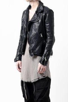 Load image into Gallery viewer, ISAMU KATAYAMA BACKLASH DOUBLE RIDERS JACKET / GARMENT DYED ITALY SHOULDER (MIDNIGHT BLACK)