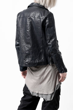 Load image into Gallery viewer, ISAMU KATAYAMA BACKLASH DOUBLE RIDERS JACKET / GARMENT DYED ITALY SHOULDER (MIDNIGHT BLACK)