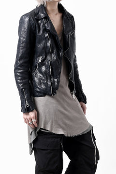 Load image into Gallery viewer, ISAMU KATAYAMA BACKLASH DOUBLE RIDERS JACKET / GARMENT DYED ITALY SHOULDER (MIDNIGHT BLACK)
