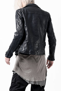 Load image into Gallery viewer, ISAMU KATAYAMA BACKLASH DOUBLE RIDERS JACKET / GARMENT DYED ITALY SHOULDER (MIDNIGHT BLACK)