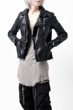 Load image into Gallery viewer, ISAMU KATAYAMA BACKLASH DOUBLE RIDERS JACKET / GARMENT DYED ITALY SHOULDER (MIDNIGHT BLACK)