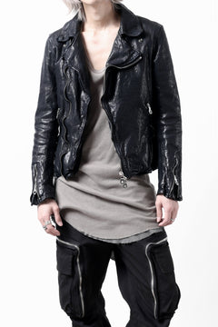 Load image into Gallery viewer, ISAMU KATAYAMA BACKLASH DOUBLE RIDERS JACKET / GARMENT DYED ITALY SHOULDER (MIDNIGHT BLACK)