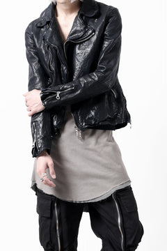 Load image into Gallery viewer, ISAMU KATAYAMA BACKLASH DOUBLE RIDERS JACKET / GARMENT DYED ITALY SHOULDER (MIDNIGHT BLACK)