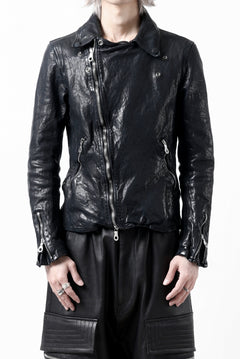 Load image into Gallery viewer, ISAMU KATAYAMA BACKLASH DOUBLE RIDERS JACKET / GARMENT DYED ITALY SHOULDER (MIDNIGHT BLACK)