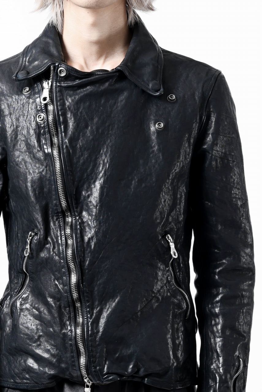 画像をギャラリービューアに読み込む, ISAMU KATAYAMA BACKLASH DOUBLE RIDERS JACKET / GARMENT DYED ITALY SHOULDER (MIDNIGHT BLACK)