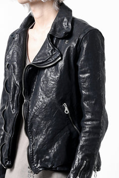 Load image into Gallery viewer, ISAMU KATAYAMA BACKLASH DOUBLE RIDERS JACKET / GARMENT DYED ITALY SHOULDER (MIDNIGHT BLACK)