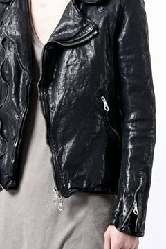 Load image into Gallery viewer, ISAMU KATAYAMA BACKLASH DOUBLE RIDERS JACKET / GARMENT DYED ITALY SHOULDER (MIDNIGHT BLACK)