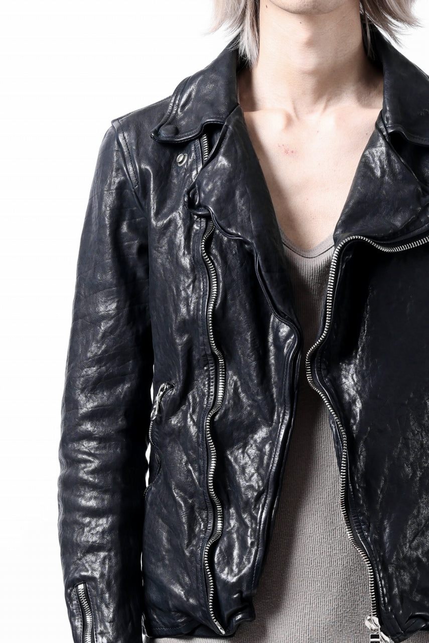 画像をギャラリービューアに読み込む, ISAMU KATAYAMA BACKLASH DOUBLE RIDERS JACKET / GARMENT DYED ITALY SHOULDER (MIDNIGHT BLACK)