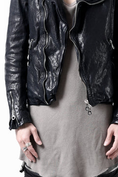 Load image into Gallery viewer, ISAMU KATAYAMA BACKLASH DOUBLE RIDERS JACKET / GARMENT DYED ITALY SHOULDER (MIDNIGHT BLACK)