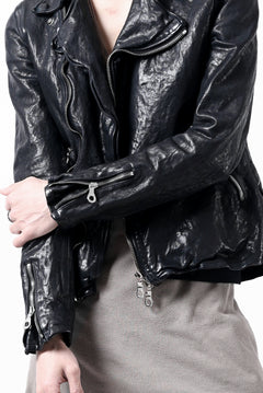 Load image into Gallery viewer, ISAMU KATAYAMA BACKLASH DOUBLE RIDERS JACKET / GARMENT DYED ITALY SHOULDER (MIDNIGHT BLACK)
