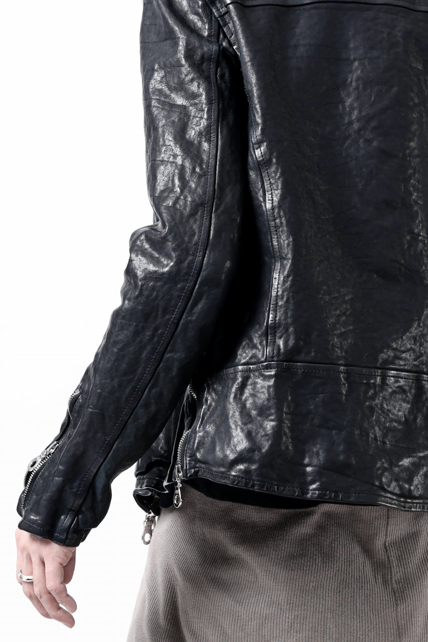 画像をギャラリービューアに読み込む, ISAMU KATAYAMA BACKLASH DOUBLE RIDERS JACKET / GARMENT DYED ITALY SHOULDER (MIDNIGHT BLACK)