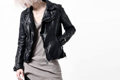 Load image into Gallery viewer, ISAMU KATAYAMA BACKLASH DOUBLE RIDERS JACKET / GARMENT DYED ITALY SHOULDER (MIDNIGHT BLACK)
