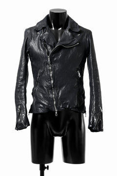 Load image into Gallery viewer, ISAMU KATAYAMA BACKLASH DOUBLE RIDERS JACKET / GARMENT DYED ITALY SHOULDER (MIDNIGHT BLACK)