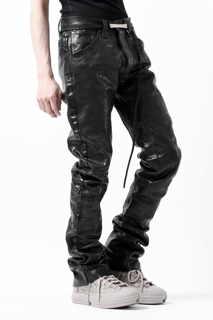 画像をギャラリービューアに読み込む, ISAMU KATAYAMA BACKLASH exclusive TIGHT STRAIGHT LEATHER PANTS / GARMENT DYED - ITALY SHOULDER (BLACK)