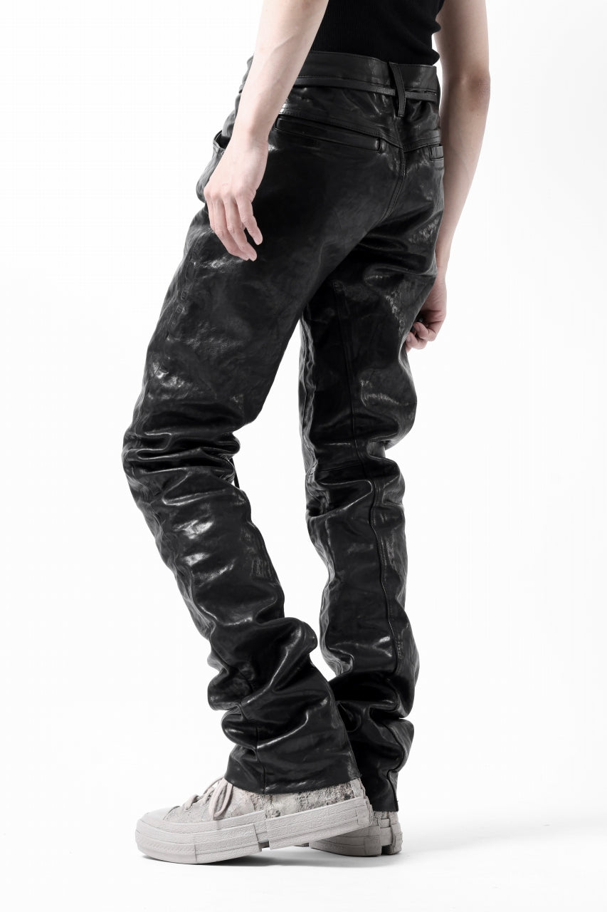 画像をギャラリービューアに読み込む, ISAMU KATAYAMA BACKLASH exclusive TIGHT STRAIGHT LEATHER PANTS / GARMENT DYED - ITALY SHOULDER (BLACK)