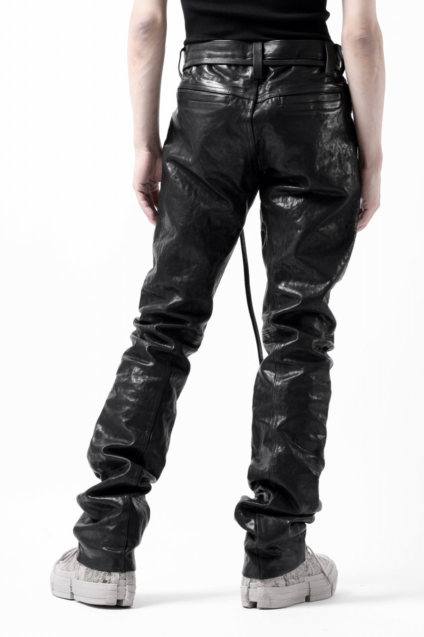 画像をギャラリービューアに読み込む, ISAMU KATAYAMA BACKLASH exclusive TIGHT STRAIGHT LEATHER PANTS / GARMENT DYED - ITALY SHOULDER (BLACK)