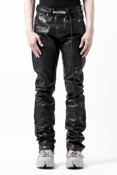 画像をギャラリービューアに読み込む, ISAMU KATAYAMA BACKLASH exclusive TIGHT STRAIGHT LEATHER PANTS / GARMENT DYED - ITALY SHOULDER (BLACK)