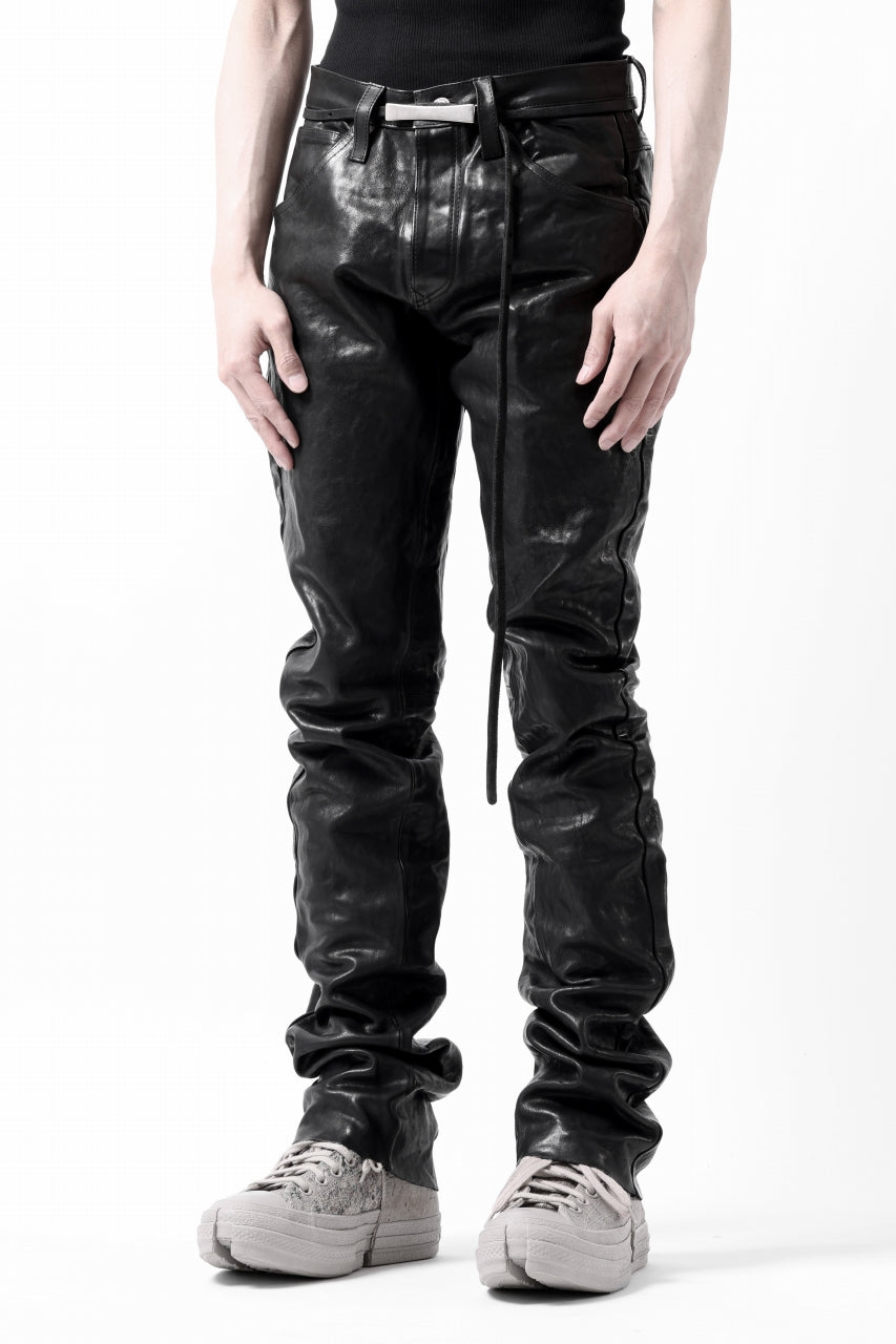 画像をギャラリービューアに読み込む, ISAMU KATAYAMA BACKLASH exclusive TIGHT STRAIGHT LEATHER PANTS / GARMENT DYED - ITALY SHOULDER (BLACK)