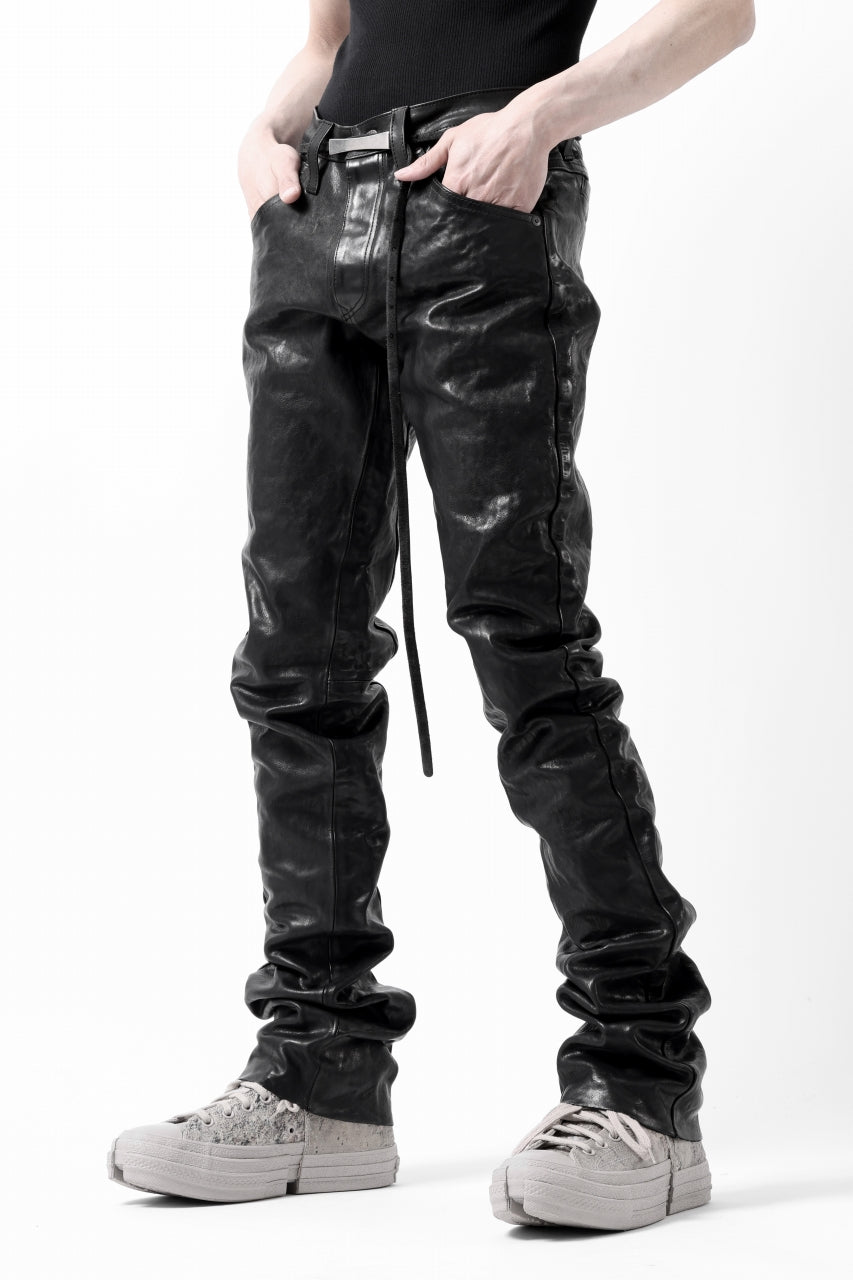 画像をギャラリービューアに読み込む, ISAMU KATAYAMA BACKLASH exclusive TIGHT STRAIGHT LEATHER PANTS / GARMENT DYED - ITALY SHOULDER (BLACK)