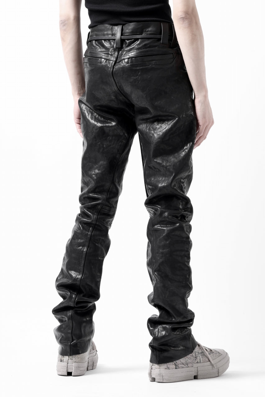 画像をギャラリービューアに読み込む, ISAMU KATAYAMA BACKLASH exclusive TIGHT STRAIGHT LEATHER PANTS / GARMENT DYED - ITALY SHOULDER (BLACK)