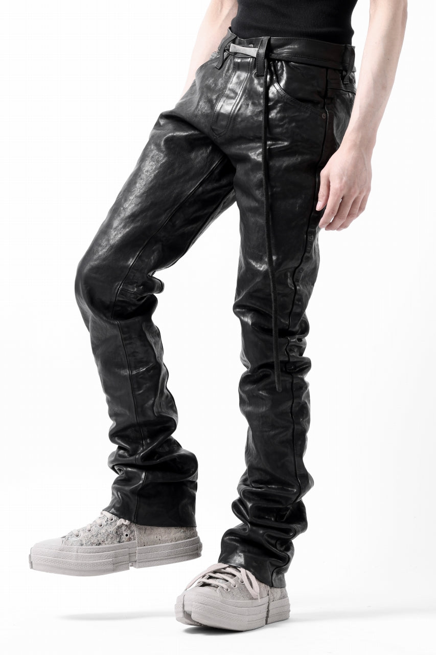 画像をギャラリービューアに読み込む, ISAMU KATAYAMA BACKLASH exclusive TIGHT STRAIGHT LEATHER PANTS / GARMENT DYED - ITALY SHOULDER (BLACK)