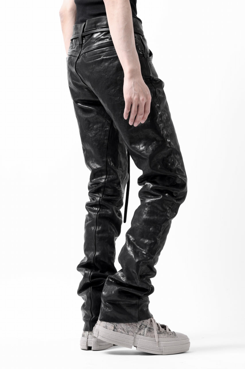 画像をギャラリービューアに読み込む, ISAMU KATAYAMA BACKLASH exclusive TIGHT STRAIGHT LEATHER PANTS / GARMENT DYED - ITALY SHOULDER (BLACK)