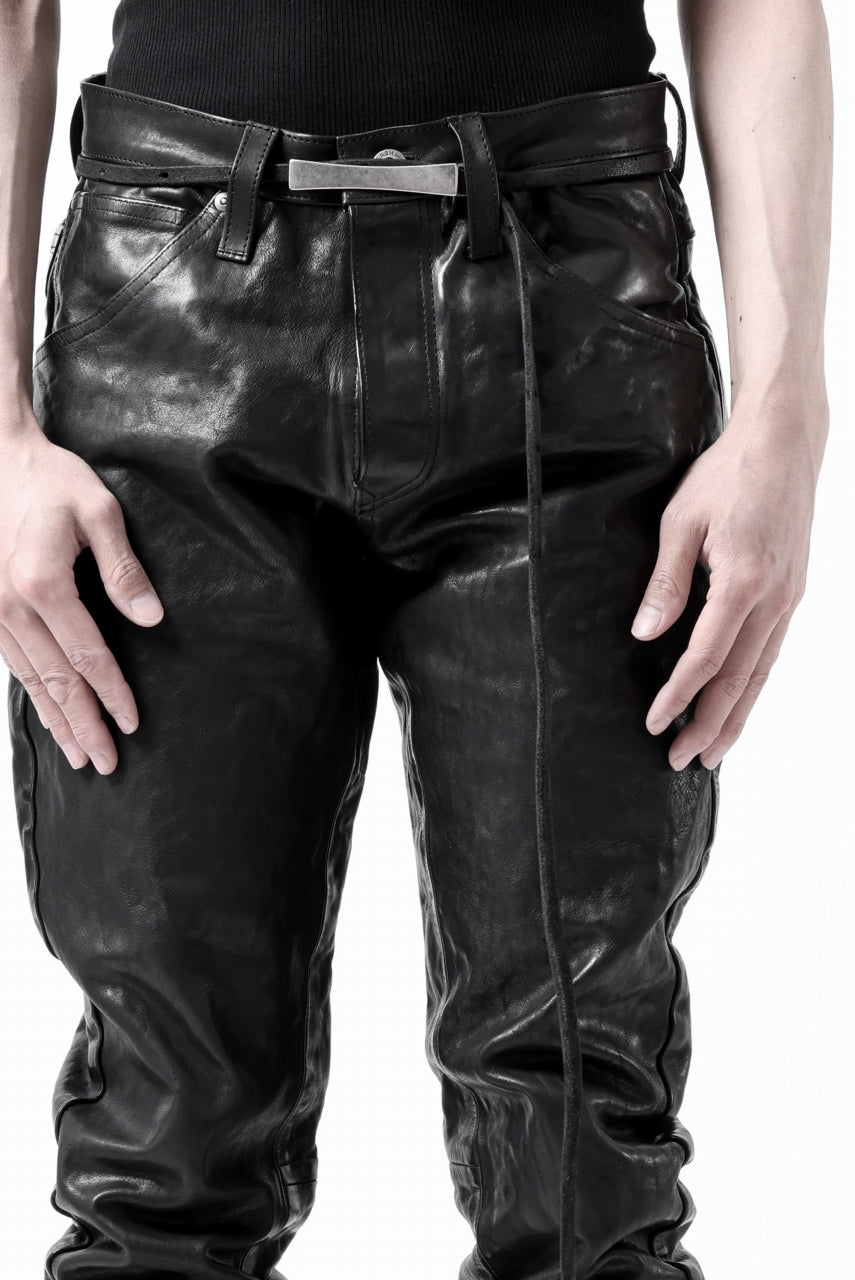 画像をギャラリービューアに読み込む, ISAMU KATAYAMA BACKLASH exclusive TIGHT STRAIGHT LEATHER PANTS / GARMENT DYED - ITALY SHOULDER (BLACK)