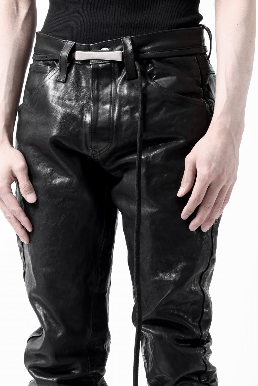 画像をギャラリービューアに読み込む, ISAMU KATAYAMA BACKLASH exclusive TIGHT STRAIGHT LEATHER PANTS / GARMENT DYED - ITALY SHOULDER (BLACK)