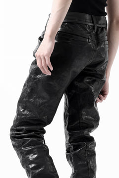画像をギャラリービューアに読み込む, ISAMU KATAYAMA BACKLASH exclusive TIGHT STRAIGHT LEATHER PANTS / GARMENT DYED - ITALY SHOULDER (BLACK)