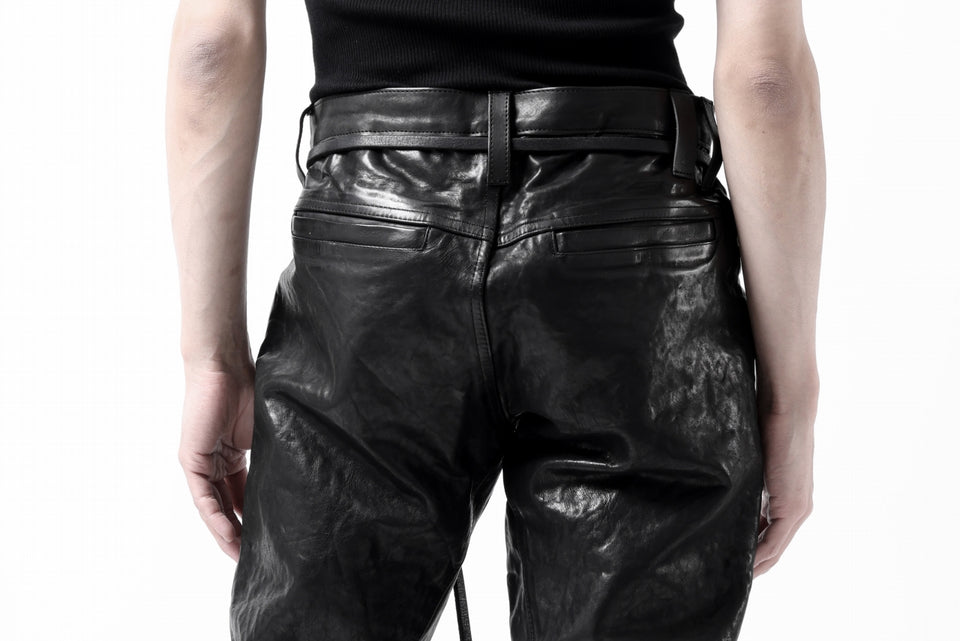 画像をギャラリービューアに読み込む, ISAMU KATAYAMA BACKLASH exclusive TIGHT STRAIGHT LEATHER PANTS / GARMENT DYED - ITALY SHOULDER (BLACK)