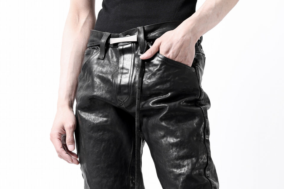 画像をギャラリービューアに読み込む, ISAMU KATAYAMA BACKLASH exclusive TIGHT STRAIGHT LEATHER PANTS / GARMENT DYED - ITALY SHOULDER (BLACK)
