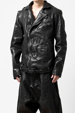 Load image into Gallery viewer, ISAMU KATAYAMA BACKLASH MOTO JACKET / ITALY-SHOULDER OBJECT DYED (BLACK)